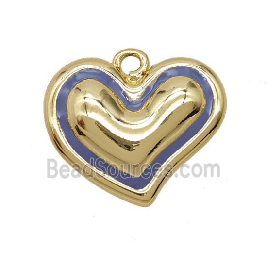 Copper Heart Pendant Lavender Enamel Gold Plated
