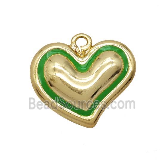 Copper Heart Pendant Green Enamel Gold Plated