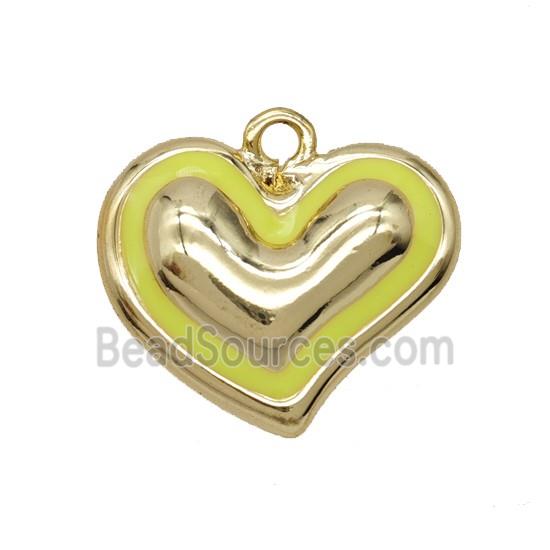 Copper Heart Pendant Yellow Enamel Gold Plated