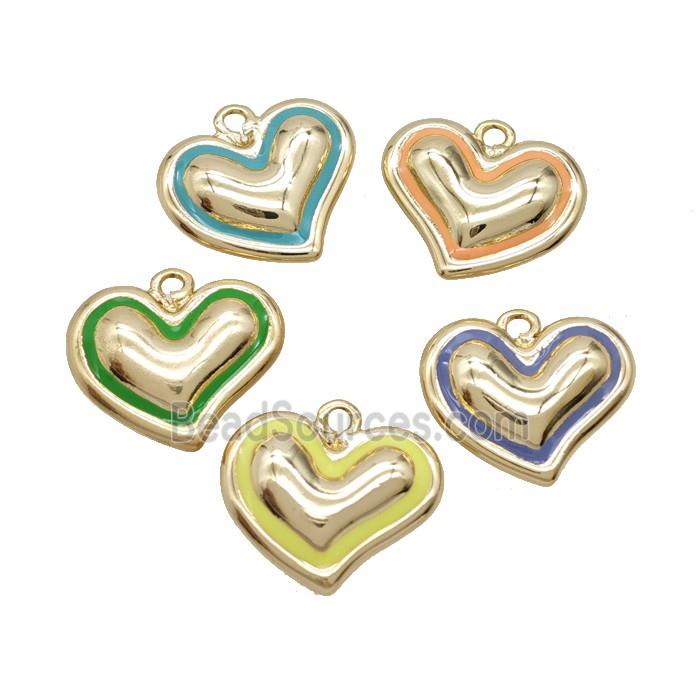 Copper Heart Pendant Enamel Gold Plated Mixed