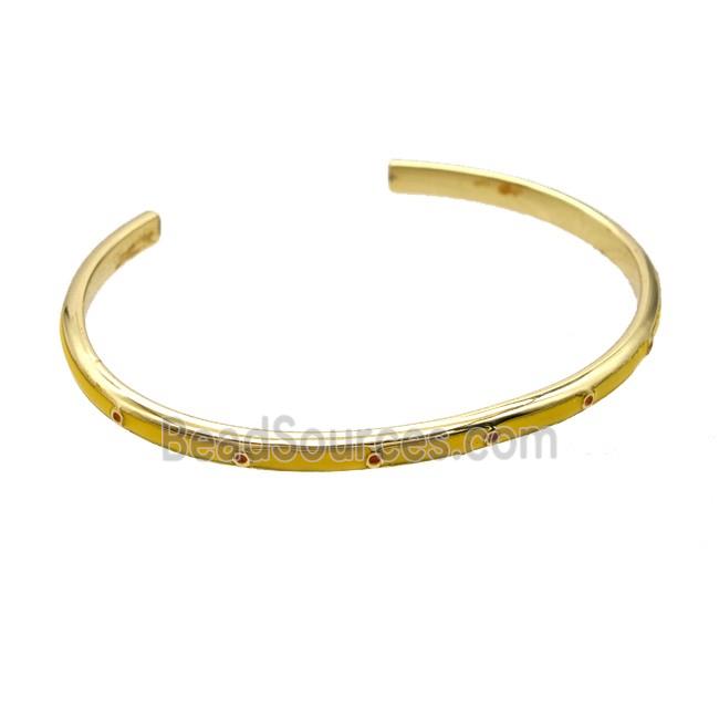 Copper Bangle Yellow Enamel Gold Plated