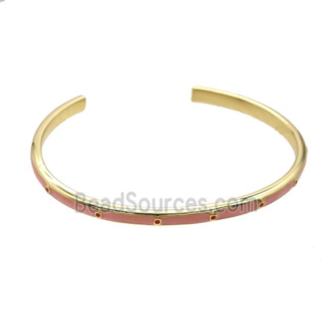 Copper Bangle Pink Enamel Gold Plated