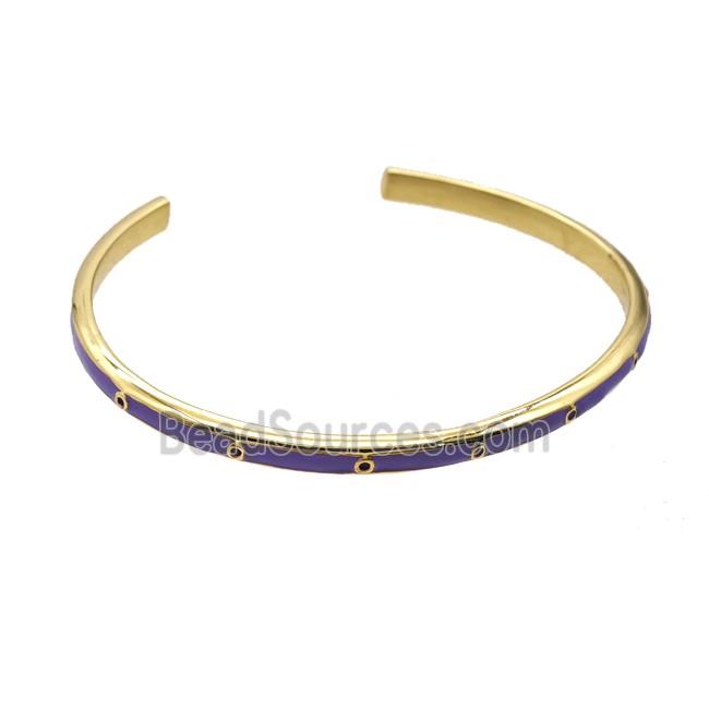 Copper Bangle Lavender Enamel Gold Plated