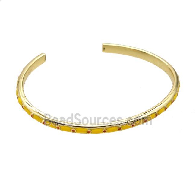 Copper Bangle Yellow Enamel Gold Plated