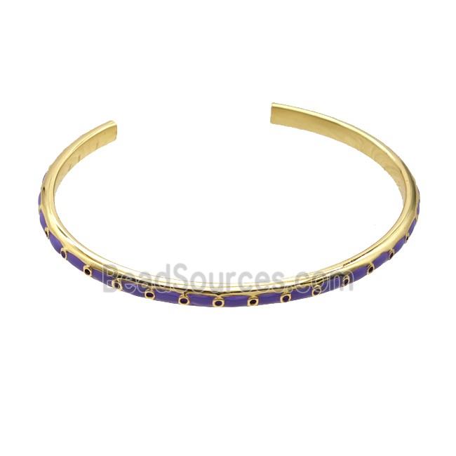 Copper Bangle Lavender Enamel Gold Plated