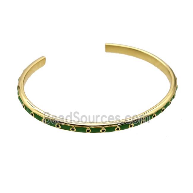 Copper Bangle Green Enamel Gold Plated