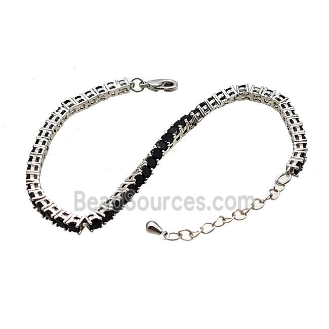 Copper Bracelet Pave Crystal Glass Platinum Plated