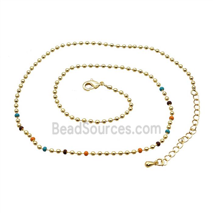 Copper Ball Necklace Chain Gold Plated