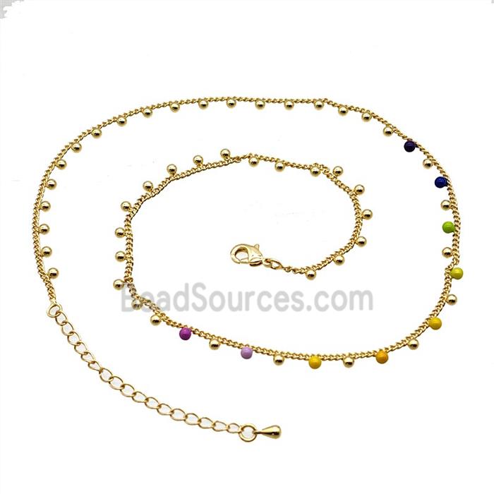 Copper Necklace Chain Enamel Ball Gold Plated