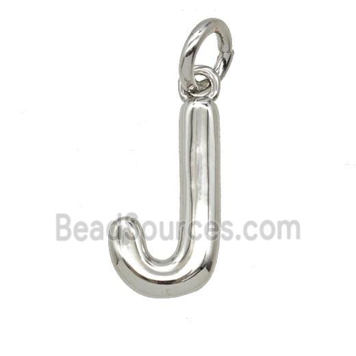 Copper Letter-j Pendant Platinum Plated