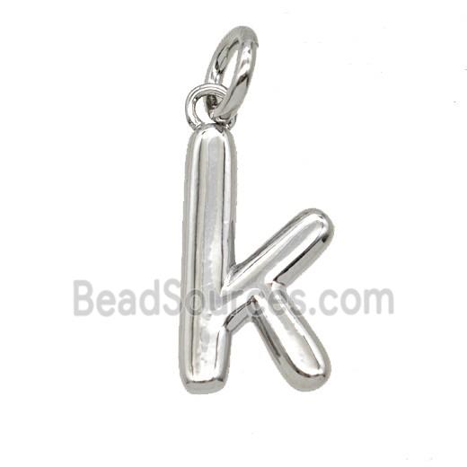 Copper Letter-k Pendant Platinum Plated