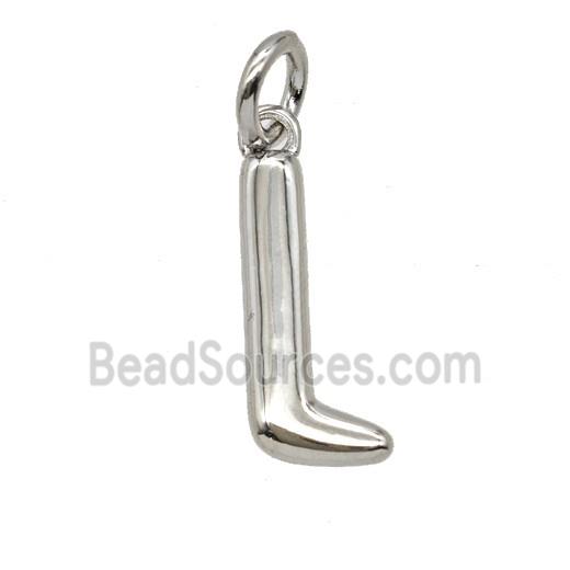 Copper Letter-l Pendant Platinum Plated