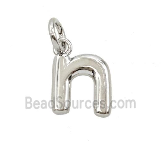 Copper Letter-n Pendant Platinum Plated
