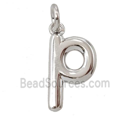 Copper Letter-p Pendant Platinum Plated