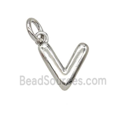 Copper Letter-v Pendant Platinum Plated