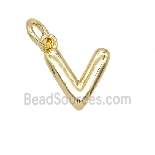 Copper Letter-v Pendant Gold Plated