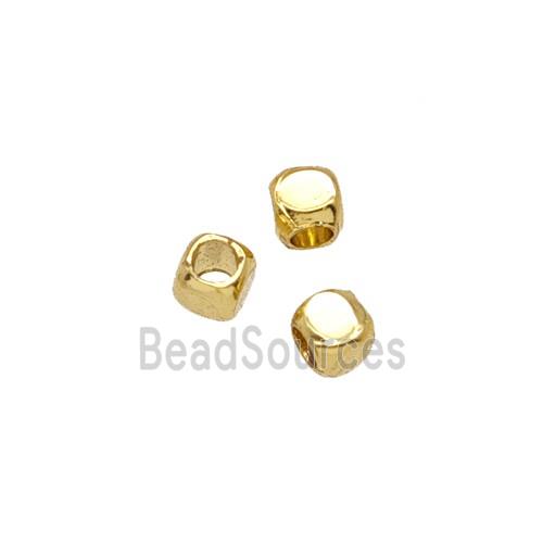 Copper Cube Beads Gold Plated