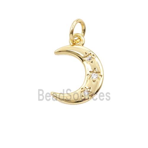 Copper Moon Pendant Pave Zirconia Gold Plated