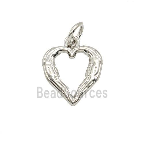 Copper Heart Pendant Platinum Plated
