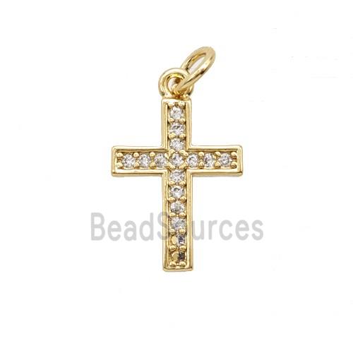 Copper Cross Pendant Pave Zirconia Gold Plated