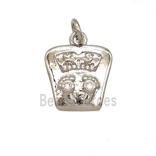 Scales Charms Copper Pendant Pave Zirconia Platinum Plated