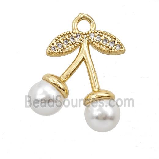 Copper Cherry Pendant Pave Resin Gold Plated