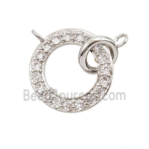 Copper Circle Pendant Pave Zirconia Platinum Plated