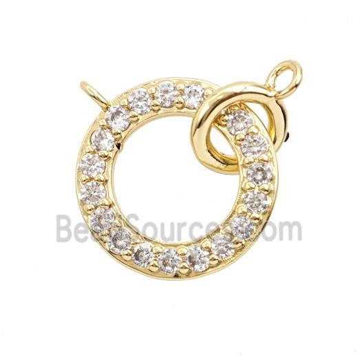 Copper Circle Pendant Pave Zirconia Gold Plated