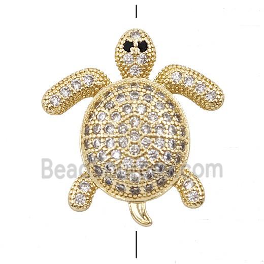 Copper Tortoise Beads Micropave Zirconia Gold Plated