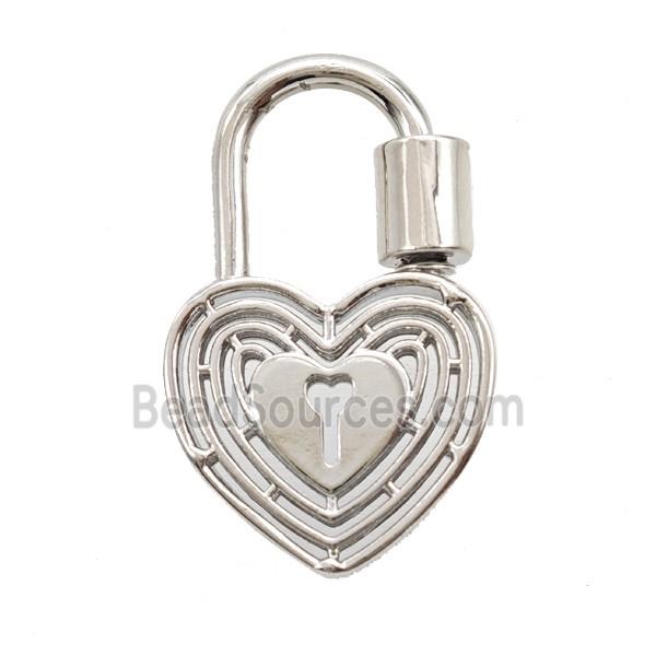 Copper Heart Lock Pendant Platinum Plated
