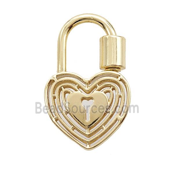 Copper Heart Lock Pendant Gold Plated