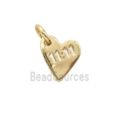 Copper Heart Pendant Double Eleven 11 White Enamel Gold Plated