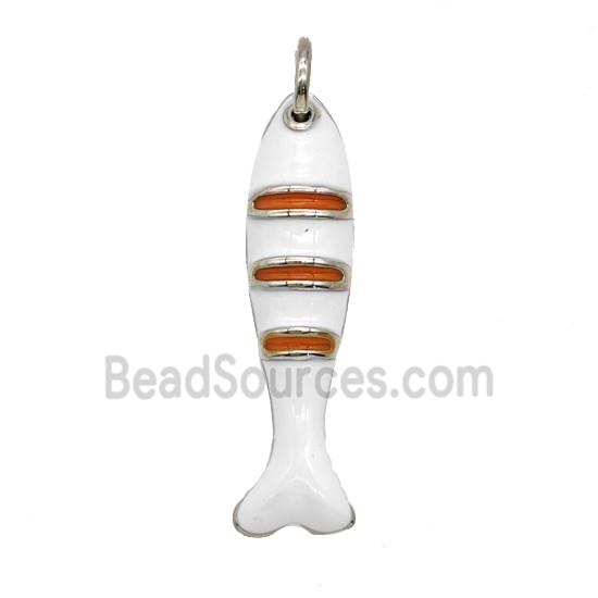 Copper Fish Pendant White Enamel Gold Plated