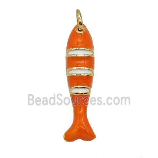 Copper Fish Pendant Red Enamel Gold Plated