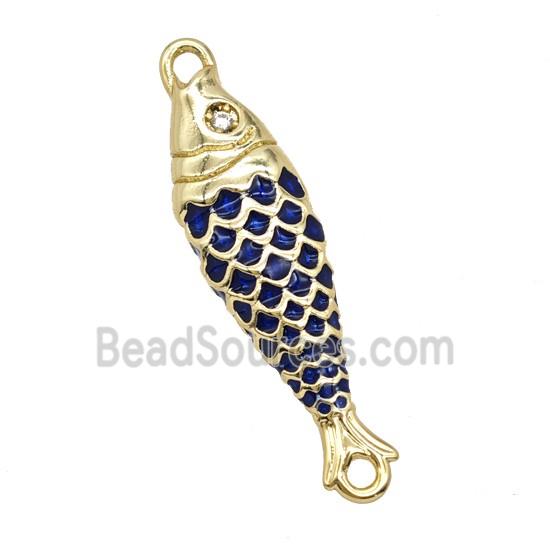 Copper Fish Connector Blue Enamel Gold Plated