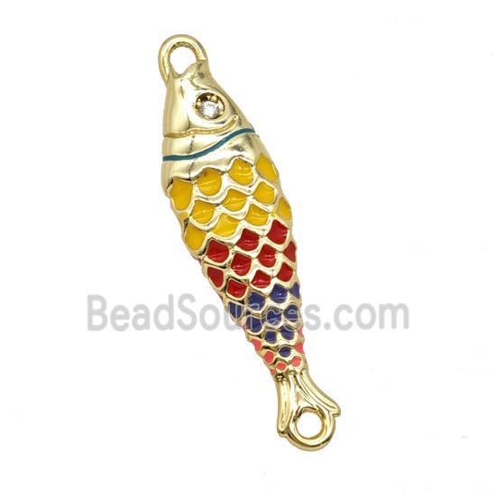 Copper Fish Connector Multicolor Enamel Gold Plated