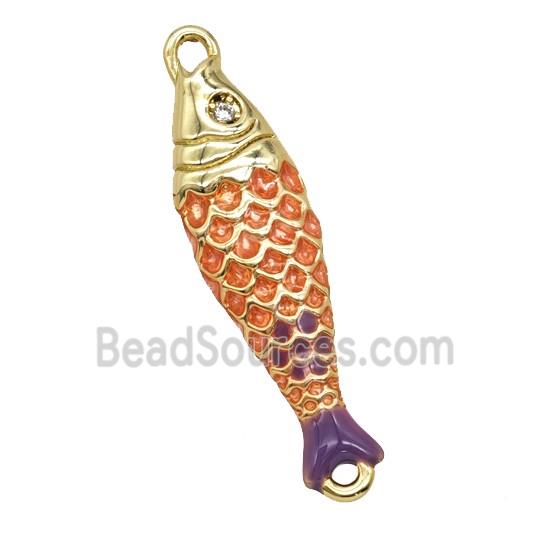 Copper Fish Connector Pink Enamel Gold Plated