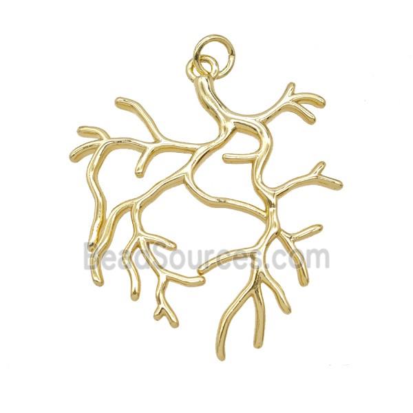 Copper Tree Branch Pendant Gold Plated