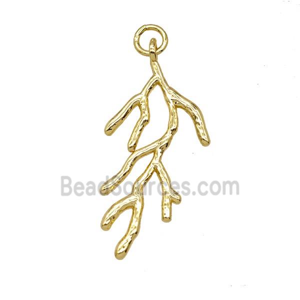 Copper Tree Branch Pendant Gold Plated