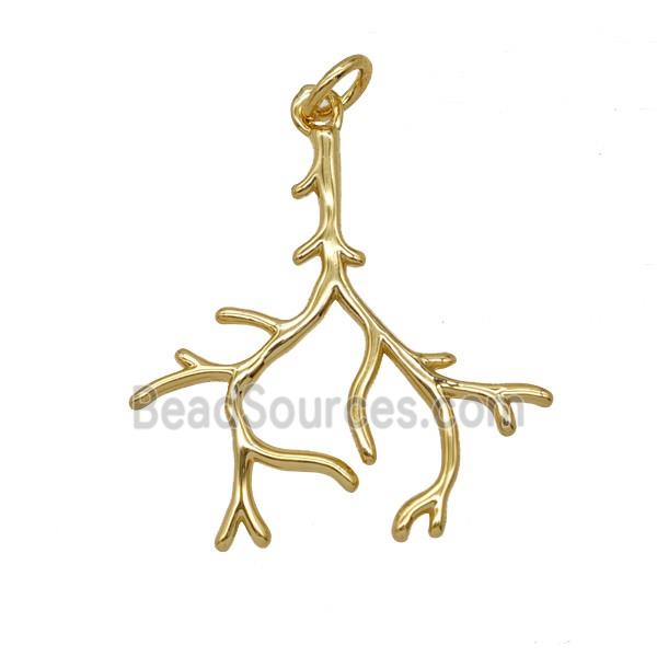 Copper Tree Branch Pendant Gold Plated