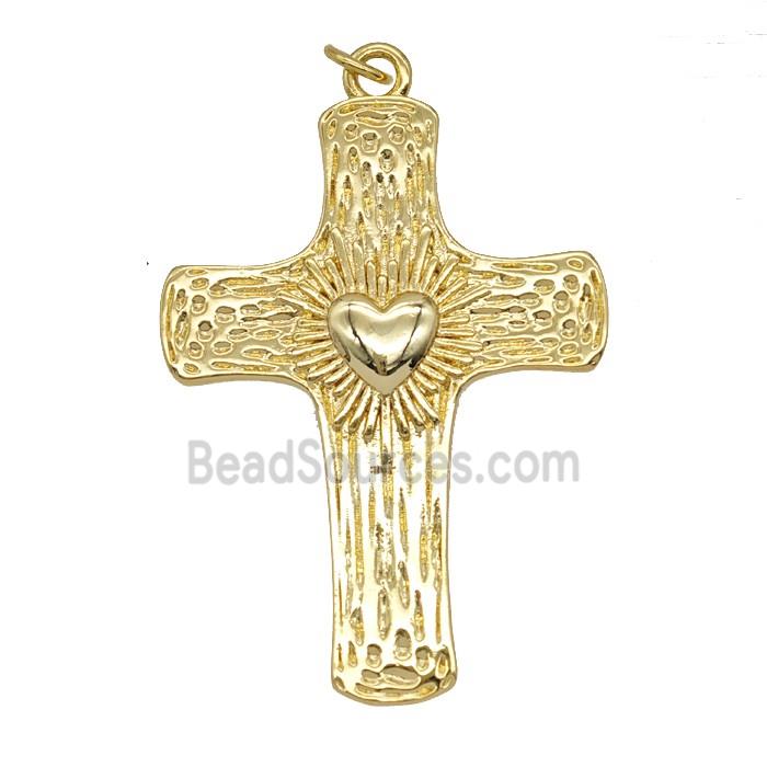 Copper Heart Cross Pendant Gold Plated