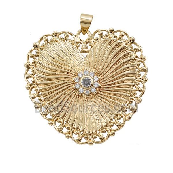 Copper Heart Pendant Pave Zirconia Gold Plated