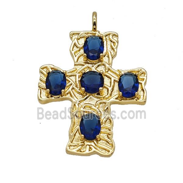 Copper Cross Pendant Pave Zirconia Gold Plated