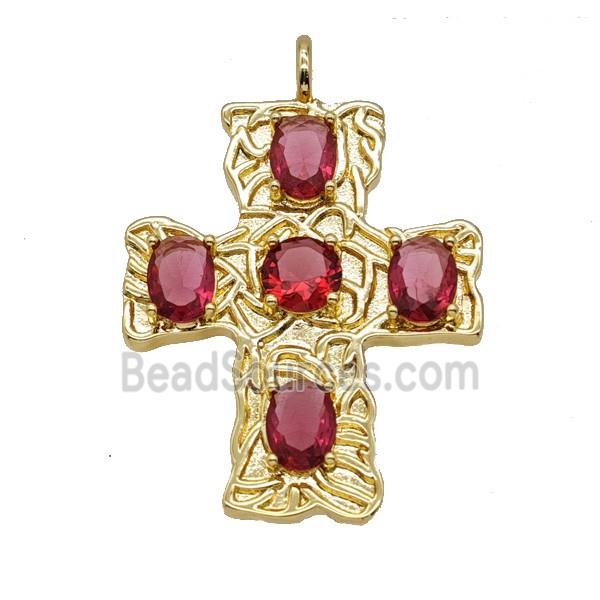 Copper Cross Pendant Pave Zirconia Gold Plated