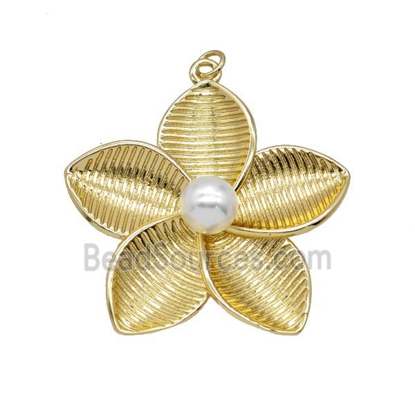 Copper Flower Pendant Pave Resin Gold Plated