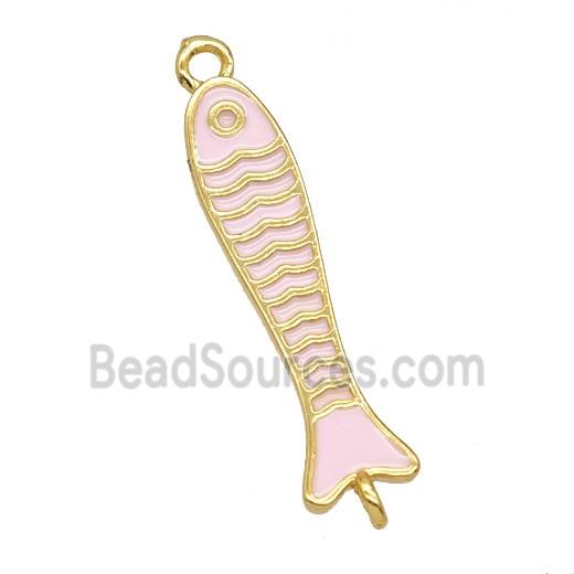 Copper Fish Connector Pink Enamel Gold Plated