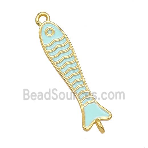 Copper Fish Connector Lt.green Enamel Gold Plated