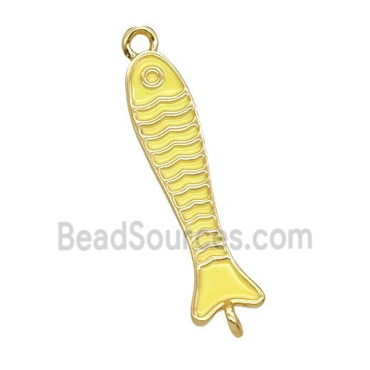 Copper Fish Connector Yellow Enamel Gold Plated