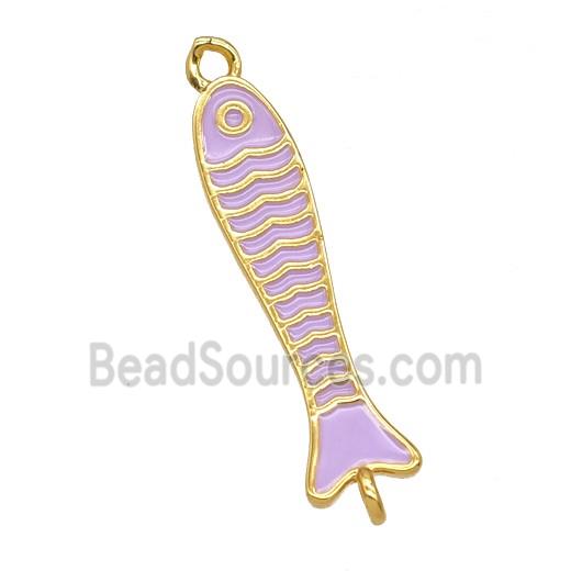 Copper Fish Connector Lavender Enamel Gold Plated