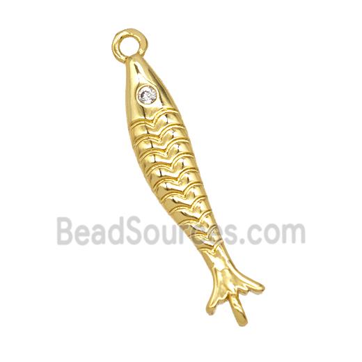 Copper Fish Connector Pave Zirconia Gold Plated